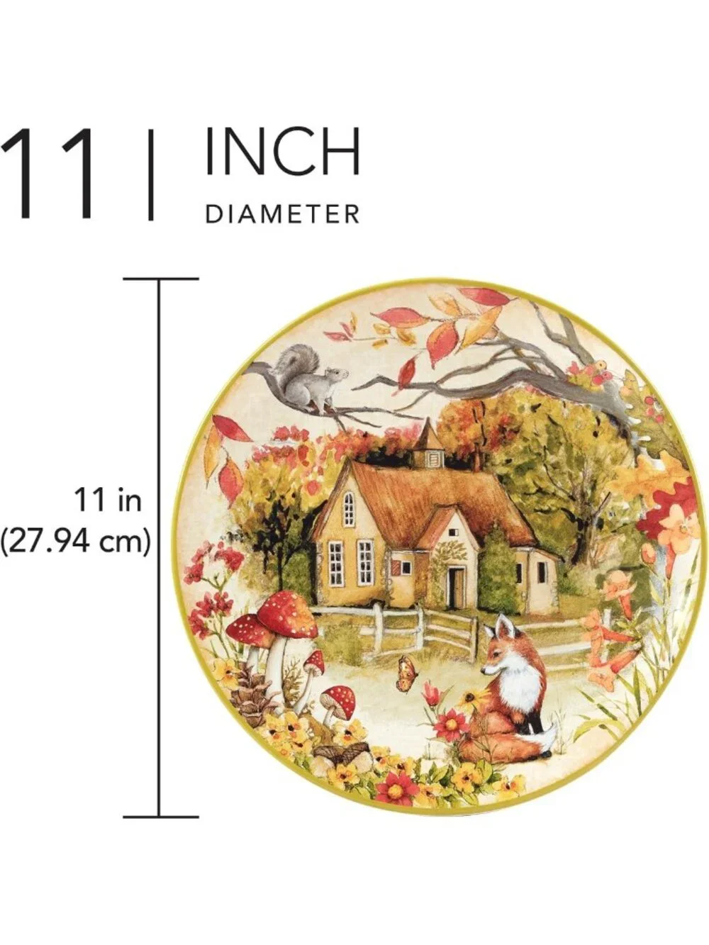 Whimsical Forest Animal Ceramic Dinner Plates Set of 4 – Nature-Inspired